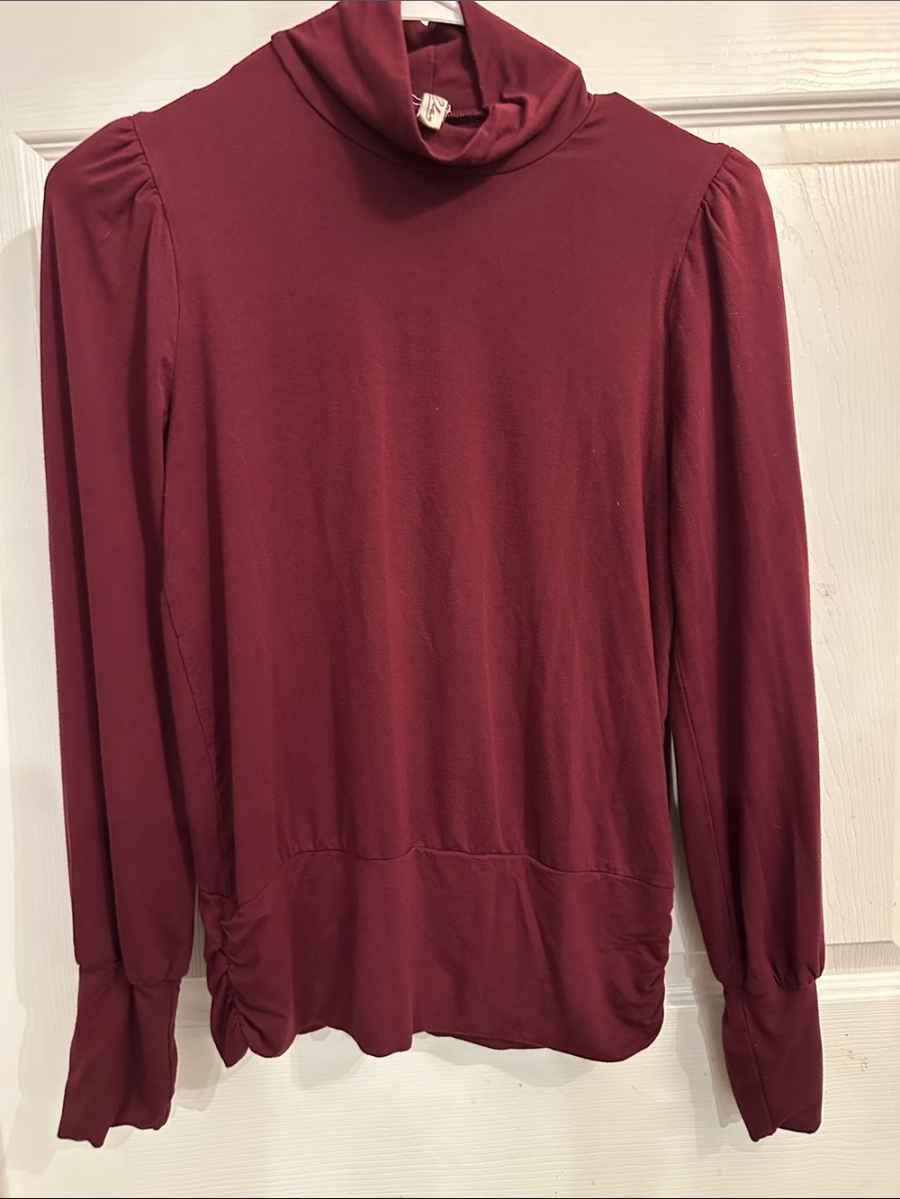 Elan Women’s Long Sleeve Burgundy Turtleneck Top